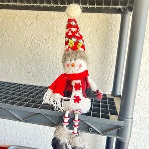 Festive Snowman Plush with Red Hat and Scarf